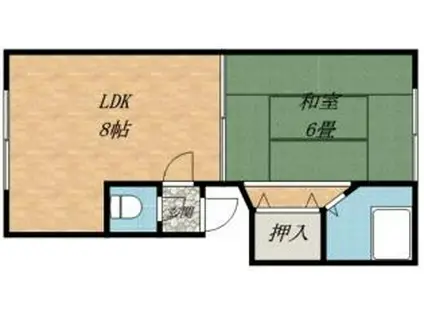 宅建ビル(1DK/2階)の間取り写真