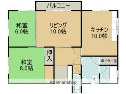 JR函館本線 七飯駅 徒歩8分 2階建 築38年(2LDK)の間取り写真