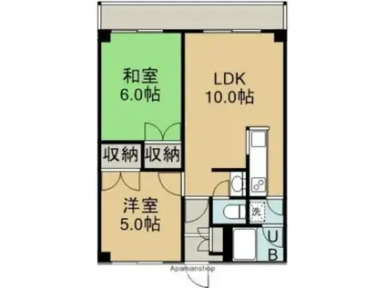 第2シャトウはまなす(2LDK/2階)の間取り写真