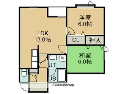 パレスセナII(2LDK/2階)の間取り写真