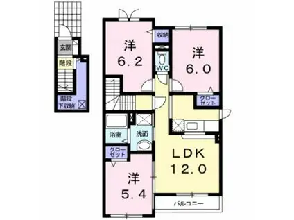 クレメントスクエア(3LDK/2階)の間取り写真