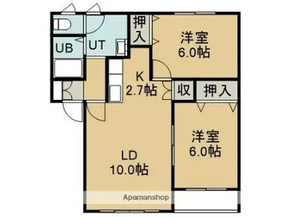 ラポートハイツI(2LDK/2階)の間取り写真