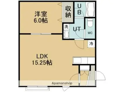メゾンKAITOII(1LDK/1階)の間取り写真
