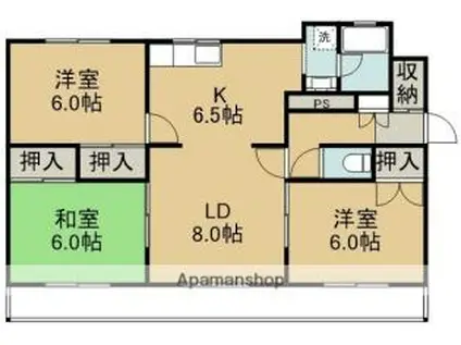 サンライズマンション(3LDK/3階)の間取り写真