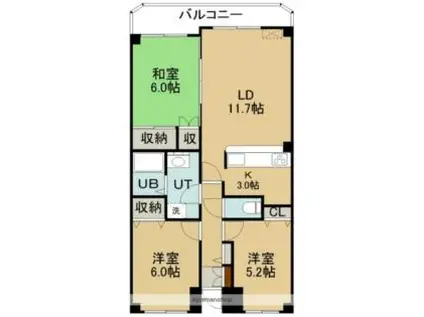 マンションリヴァージュ(3LDK/1階)の間取り写真