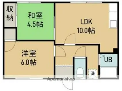 ホワイトハイツ(2LDK/1階)の間取り写真