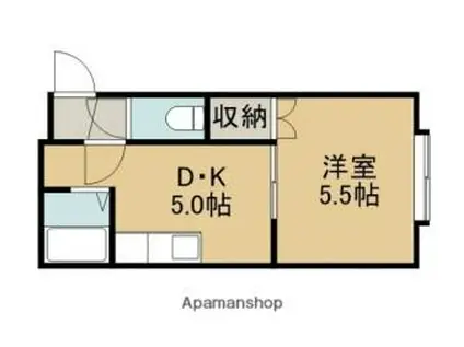 レオパレス千歳町C棟(1DK/2階)の間取り写真