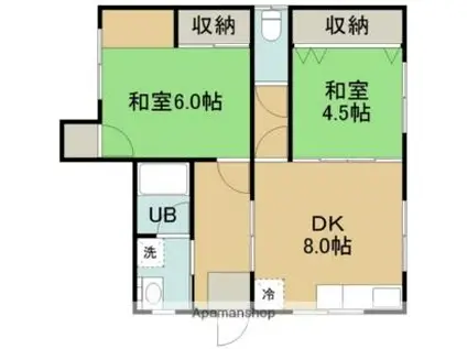 山添アパート(2DK/2階)の間取り写真