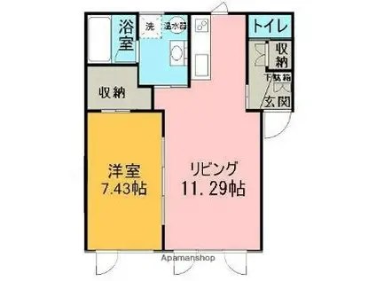 JR石北本線 網走駅 バス乗車時間：16分 駒場3丁目バス停で下車 徒歩3分 2階建 築15年(1LDK/2階)の間取り写真