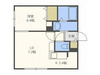 ラフィナート澄川(1LDK/4階)の間取り写真