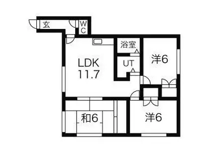 アバカスヴィラ月寒(3LDK/1階)の間取り写真