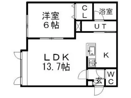 メゾンシュペールII(1LDK/3階)の間取り写真