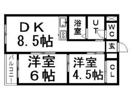 宮北西岡ビル(2DK/2階)の間取り写真