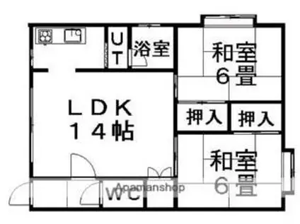 札幌市営東西線 新さっぽろ駅 徒歩16分 3階建 築36年(2LDK/3階)の間取り写真