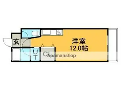 JR千歳線 北広島駅 徒歩14分 4階建 築28年(ワンルーム/3階)の間取り写真