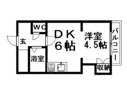 菊水コート(1DK/9階)の間取り写真