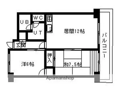 JR千歳線 新札幌駅 徒歩4分 9階建 築43年(2LDK/4階)の間取り写真