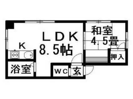カサデューク豊平Ⅱ(1DK/2階)の間取り写真