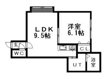 JR函館本線 白石駅(ＪＲ北海道) 徒歩31分 3階建 築20年(1LDK/2階)の間取り写真