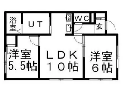 札幌市営東西線 ひばりが丘駅(北海道) 徒歩3分 2階建 築22年(2LDK/2階)の間取り写真