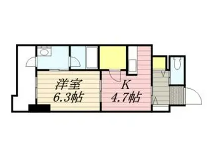 札幌市営東西線 菊水駅 徒歩2分 15階建 築18年(1LDK/15階)の間取り写真