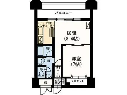 藤井ビル菊水III(1LDK/7階)の間取り写真