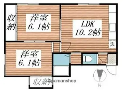 ハイツ金野(2LDK/2階)の間取り写真