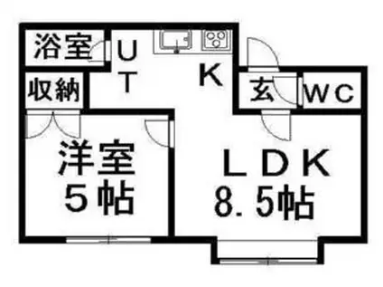 メゾンドール菊水(1LDK/3階)の間取り写真