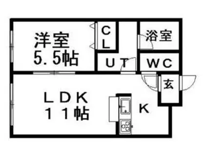 アムール東札幌(1LDK/4階)の間取り写真