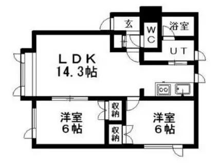 SUNBRIGHT清田(2LDK/2階)の間取り写真