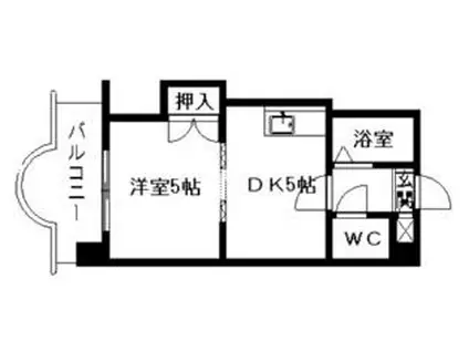 エンドレス三井リバーサイド(1DK/8階)の間取り写真