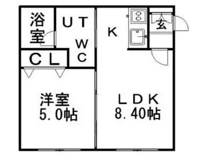 ブランノワール東札幌(1LDK/4階)の間取り写真