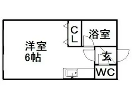 エーエムエスII(ワンルーム/1階)の間取り写真