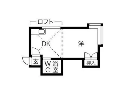 札幌市営南北線 南平岸駅 徒歩7分 2階建 築39年(1DK/1階)の間取り写真
