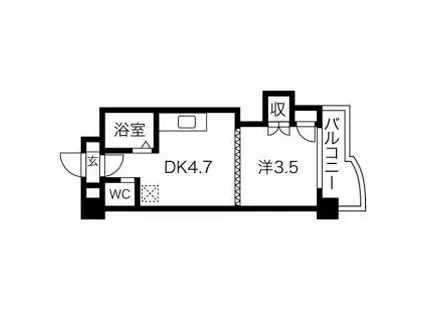 INOVE札幌大通南(1DK/2階)の間取り写真