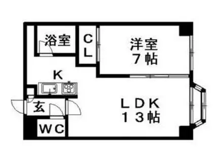 ロリエ菊水(1LDK/4階)の間取り写真