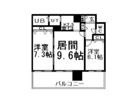 エッジウォーターテラス(2LDK/11階)の間取り写真