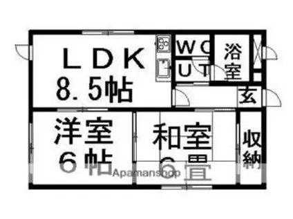 札幌市営東豊線 学園前駅(札幌) 徒歩3分 4階建 築37年(2DK/3階)の間取り写真