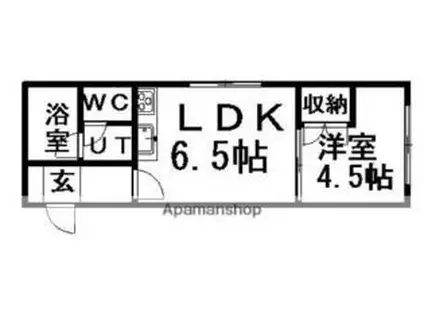 札幌市営東豊線 学園前駅(札幌) 徒歩3分 4階建 築37年(1DK/1階)の間取り写真