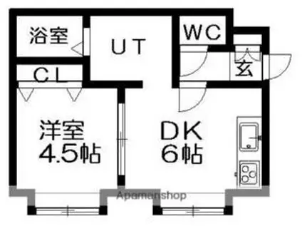札幌市営南北線 真駒内駅 バス乗車時間：18分 川沿16-2バス停で下車 徒歩3分 3階建 築21年(1DK/2階)の間取り写真