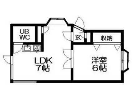 ホワイトハウス(1LDK/1階)の間取り写真