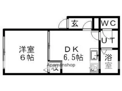 札幌市営南北線 自衛隊前駅 徒歩10分 3階建 築32年(1DK/3階)の間取り写真