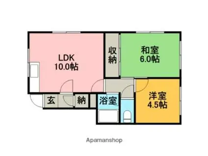 札幌市営南北線 真駒内駅 バス乗車時間：17分 札幌逓信病院前バス停で下車 徒歩3分 2階建 築40年(2LDK/2階)の間取り写真