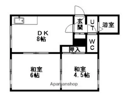 ロイヤルコーポ石山(2DK/2階)の間取り写真