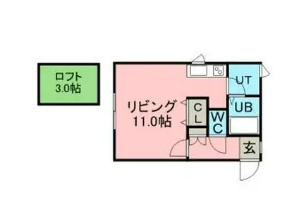 札幌市営南北線 真駒内駅 バス乗車時間：13分 南沢4−2バス停で下車 徒歩2分 2階建 築22年(1K/2階)の間取り写真