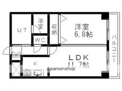 札幌市営南北線 真駒内駅 徒歩15分 7階建 築19年(1LDK/3階)の間取り写真