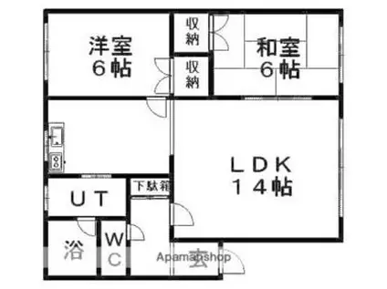 札幌市営南北線 真駒内駅 バス乗車時間：16分 南沢4-4バス停で下車 徒歩1分 2階建 築38年(2LDK/2階)の間取り写真