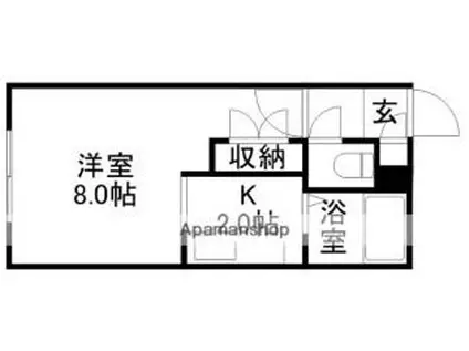 札幌市営南北線 澄川駅 徒歩10分 4階建 築34年(1K/2階)の間取り写真