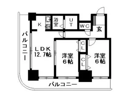 ティアラタワー中島倶楽部(2LDK/17階)の間取り写真
