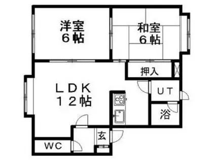 北海道札幌市南区 2階建 築30年(2LDK/2階)の間取り写真